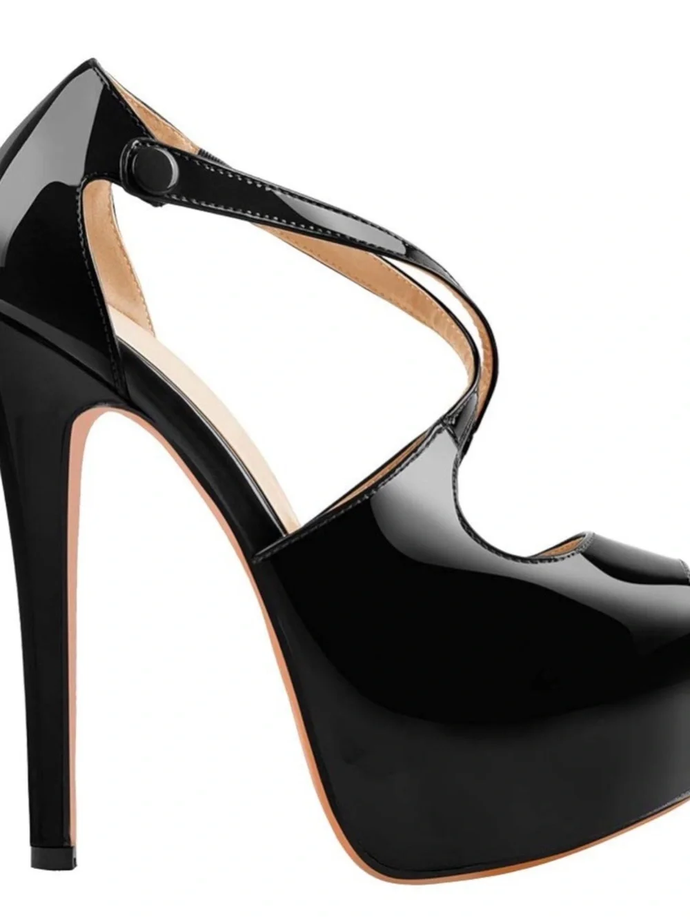 ♥️ Black Patent Platform Mary Jane High Heels Yolkomo Platform Heels for Women 9